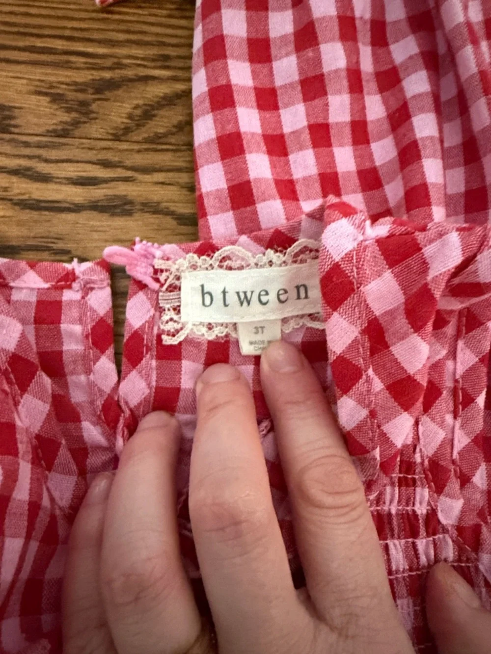 btween Red and White Gingham Smocked Pajama Set - Picture 2 of 3